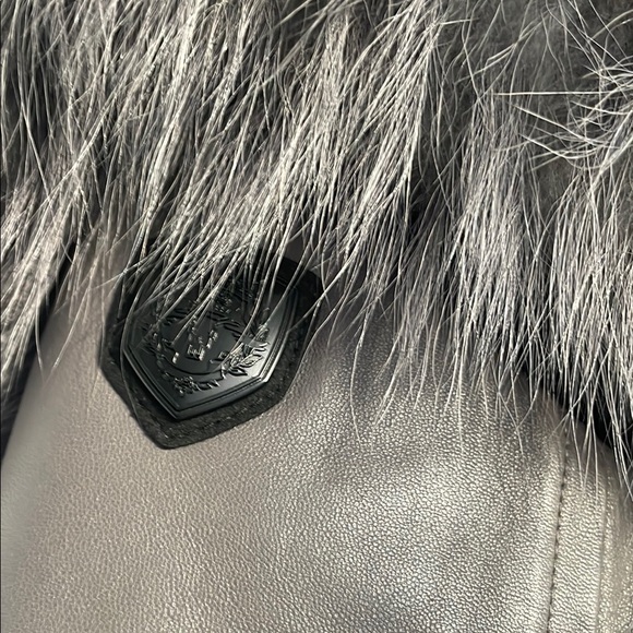 RUDSAK Women's Gray Leather and fur lined Parka coat - Picture 9 of 17